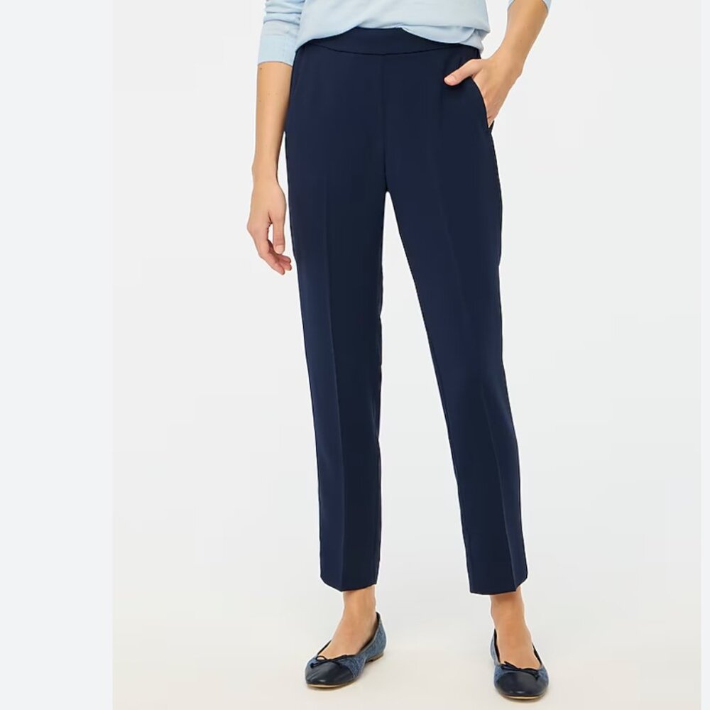 J.Crew Easy Matte Crepe Pants Work Slacks Trousers Size 4P Navy Blue